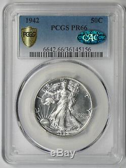 1942 Walking Liberty Half Dollar 50C Proof PR 66 PCGS Secure Shield CAC Approved