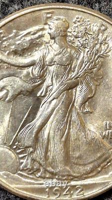 1942 Walking Liberty Half Dollar 90% Silver MS+ Features Philadelphia 50c