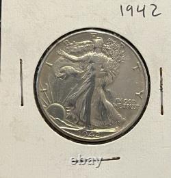 1942 Walking Liberty Half Dollar, 90% Silver, Uncirculated Au
