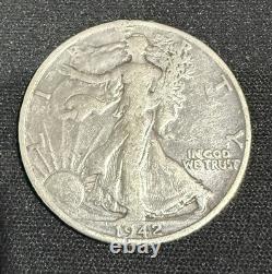 1942 Walking Liberty Half Dollar Error Silver Coin MISSING EAGLE REVERSE Error