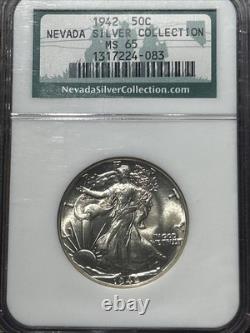 1942 Walking Liberty Half Dollar NGC MS 65 Nevada Silver Collection Old Holder