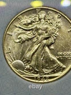 1942 Walking Liberty Half Dollar -No Mint Mark-Great Condition-90% Silver