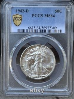 1942 Walking Liberty Half Dollar Set P/D/S PCGS MS64 Silver 3-Coin Lot