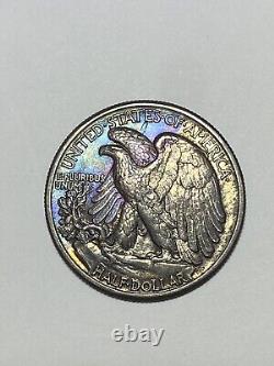1942 Walking Liberty Half Dollar Toned! Gorgeous! ID 041ig8
