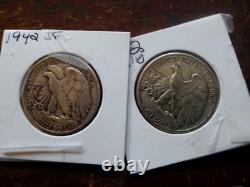 1942 Walking Liberty Half Dollars Set P&S Mintmarks 90% Silver Vintage US Coins