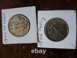 1942 Walking Liberty Half Dollars Set P&S Mintmarks 90% Silver Vintage US Coins