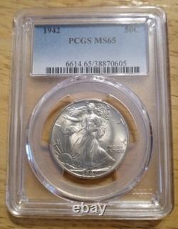 1942 Walking Liberty Half PCGS MS65 (White with Great Eye Appeal)