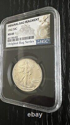 1942 Walking Liberty Silver Half Dollar First Ever Relic Label NGC MS66