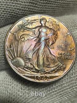 1942 Walking Liberty Silver Half Dollar Gem BU- UNC PQ Original Beauty? Toned