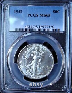 1942 Walking Liberty Silver Half Dollar PCGS MS 65