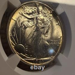 1943 50C Walking Liberty Half Dollar NGC MS64 90% Silver WWII Era Rim Toning