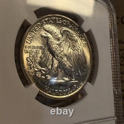 1943 50C Walking Liberty Half Dollar NGC MS64 90% Silver WWII Era Rim Toning