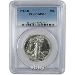 1943 D Liberty Walking Silver Half Dollar MS 65 PCGS Uncirculated