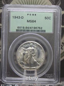 1943 D Walking Liberty Half Dollar 50c PCGS MS64 #752 OGH Old Green ECC&C, Inc