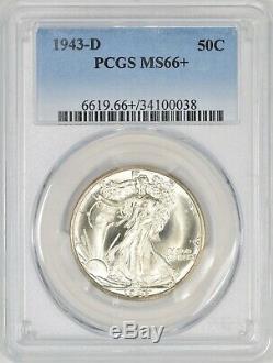 1943-D Walking Liberty Half Dollar PCGS MS66+ PLUS Great Luster #BGI