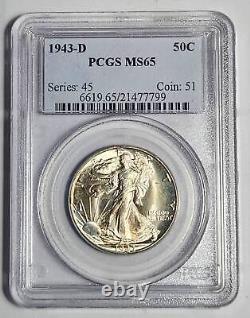 1943 D Walking Liberty Half Dollar PCGS MS-65