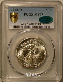 1943-D Walking Liberty Half Dollar PCGS Secure & CAC MS-67! A WOW coin