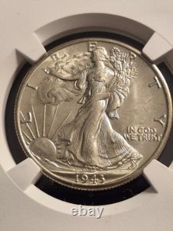1943-D Walking Liberty Silver Half Dollar Graded by NGC as MS-65