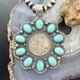 1943 Genuine 90% Silver Walking Liberty Half Dollar Coin Withturquoise Uni Pendant