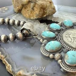 1943 Genuine 90% Silver Walking Liberty Half Dollar Coin withTurquoise Uni Pendant