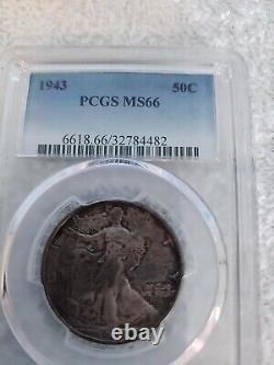 1943 MS66 PCGS Walking Liberty Silver Half Dollar -SEE STORE WW1-WW2 MEDALS