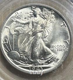 1943-P PCGS MS65  Walking Liberty Silver Half Dollar GEM BU Blast White