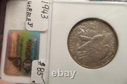 1943-P Silver Walking Liberty Half $ NGC MS65 Older Gen Holder PQ