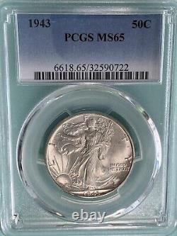 1943-P Walking Liberty Half Dollar, PCGS MS-65, Pristine