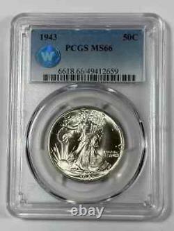 1943 P Walking Liberty Half Dollar PCGS MS-66 Sight White