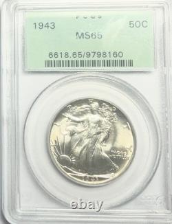 1943-P Walking Liberty Silver Half Dollar -PCGS MS65 OGH Great Luster GEM