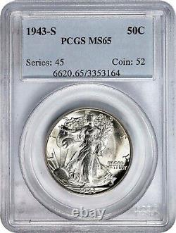 1943-S 50C PCGS MS65 Walking Liberty Silver Half Dollar 353164