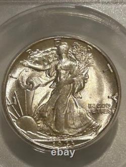 1943-S Walking Liberty Half Dollar ANACS MS63 Great Luster WWII Era Silver