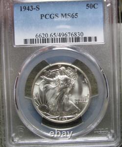 1943-S Walking Liberty Half Dollar Silver - PCGS MS-65 Graded Coin - #922B