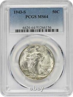 1943-S Walking Liberty Silver Half Dollar MS64 PCGS