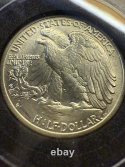 1943-S Walking Liberty Silver Half Dollar Uncirculated Double Die Obverse AU