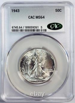 1943 Walking Liberty Half Dollar CACG MS 64 CAC