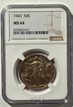 1943 Walking Liberty Half Dollar NGC MS64 Silver 50C Gem BU Free Shipping
