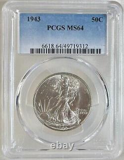 1943 Walking Liberty Half Dollar PCGS MS64 90% Silver Coin! Great Eye Appeal