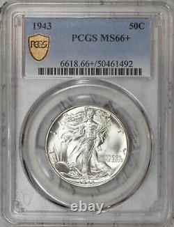 1943 Walking Liberty Half Dollar PCGS MS66+ Plus Graded Gem! #DOY11