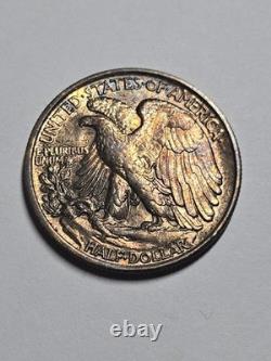 1943 Walking Liberty Half Dollar P Insane Color