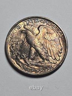 1943 Walking Liberty Half Dollar P Insane Color