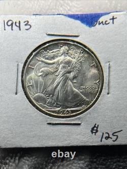 1943 Walking Liberty Half Dollar Uncirculated Plus Condition