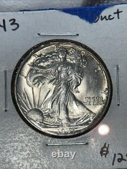 1943 Walking Liberty Half Dollar Uncirculated Plus Condition