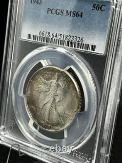 1943 Walking Liberty Half PCGS MS64 Toned Silver 50C Coin Lustrous Beauty