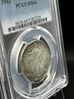 1943 Walking Liberty Half PCGS MS64 Toned Silver 50C Coin Lustrous Beauty