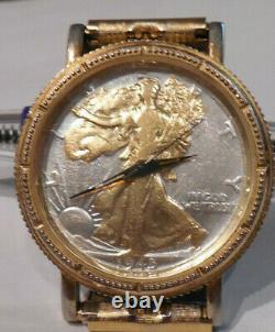 1943 Walking Liberty Silver Half Dollar Coin Mens Quartz Watch
