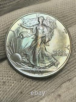 1943 Walking Liberty Silver Half Dollar Gem UNC+++++ Original Toned