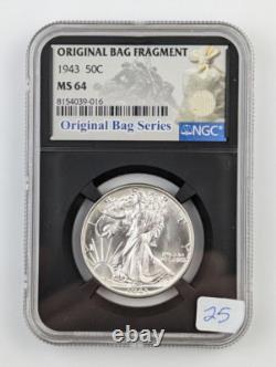 1943 Walking Liberty Silver Half Dollar MS64 NGC Original Bag Relic Label