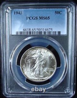 1943 Walking Liberty Silver Half Dollar PCGS MS 65