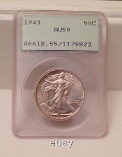 1943 Walking Liberty Silver Half Dollar PCGS Rattler AU55 Super Rare AU Rat